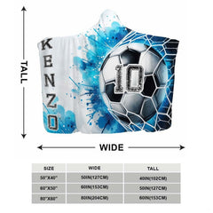 Blue watercolor soccer goal net sports blanket showing athletic design view 3