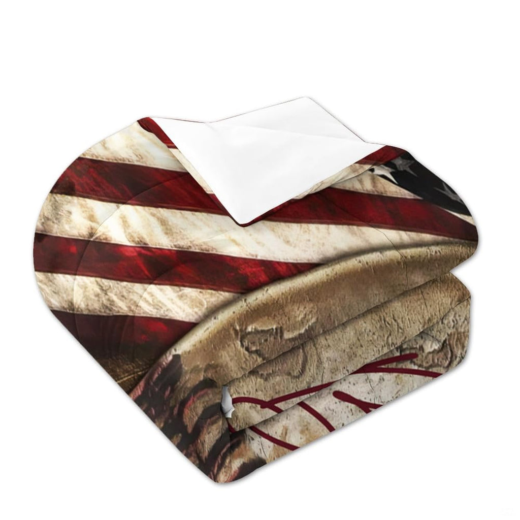 Matching pillowcase detail for baseball bedding set showing coordinating helmet and athletic equipment graphics