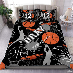 Personalized Basketball Players and Hoops Comforter with Name and Number