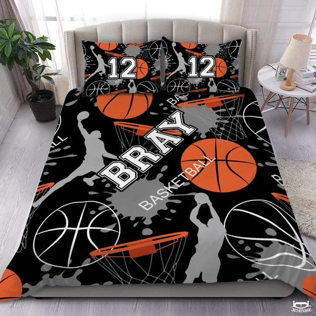 Personalized Basketball Players and Hoops Comforter with Name and Number