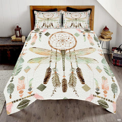 Dragonfly dreamcatcher bedding in a bright bedroom