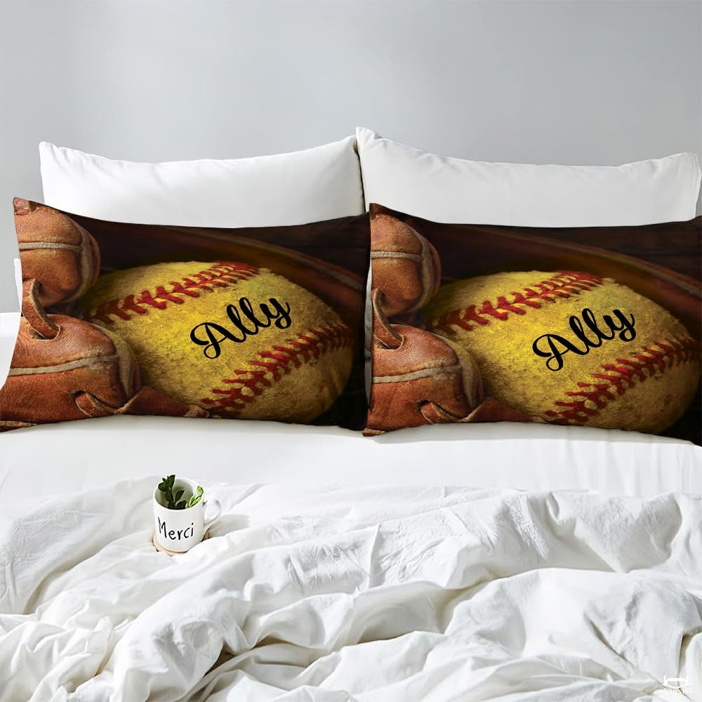 Softball Fan Bedding Set – Stylish Teal Yellow Sports Comforter for Girls, Women, Teens, Perfect Softball Room Decor, Available in Twin/Queen/King Sizes