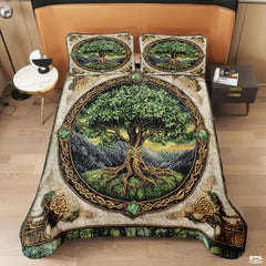 Custom Tree of Life Quilt Set Celtic Yggdrasil Bedding for Bedroom Decor