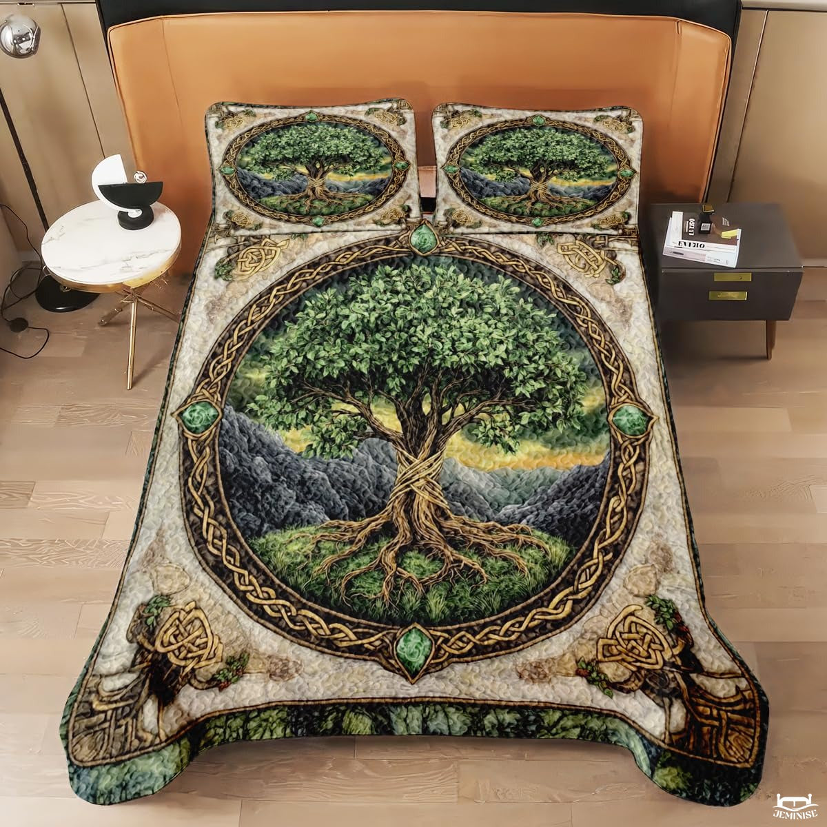 Custom Tree of Life Quilt Set Celtic Yggdrasil Bedding for Bedroom Decor