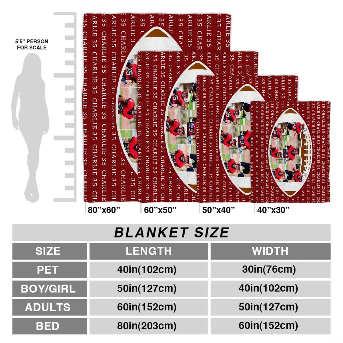 Maroon athletic collage graphic blanket arranged over living room armchair
