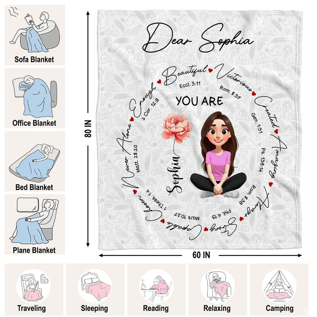 Custom Christian Inspirational Sophia Blanket, Machine Washable