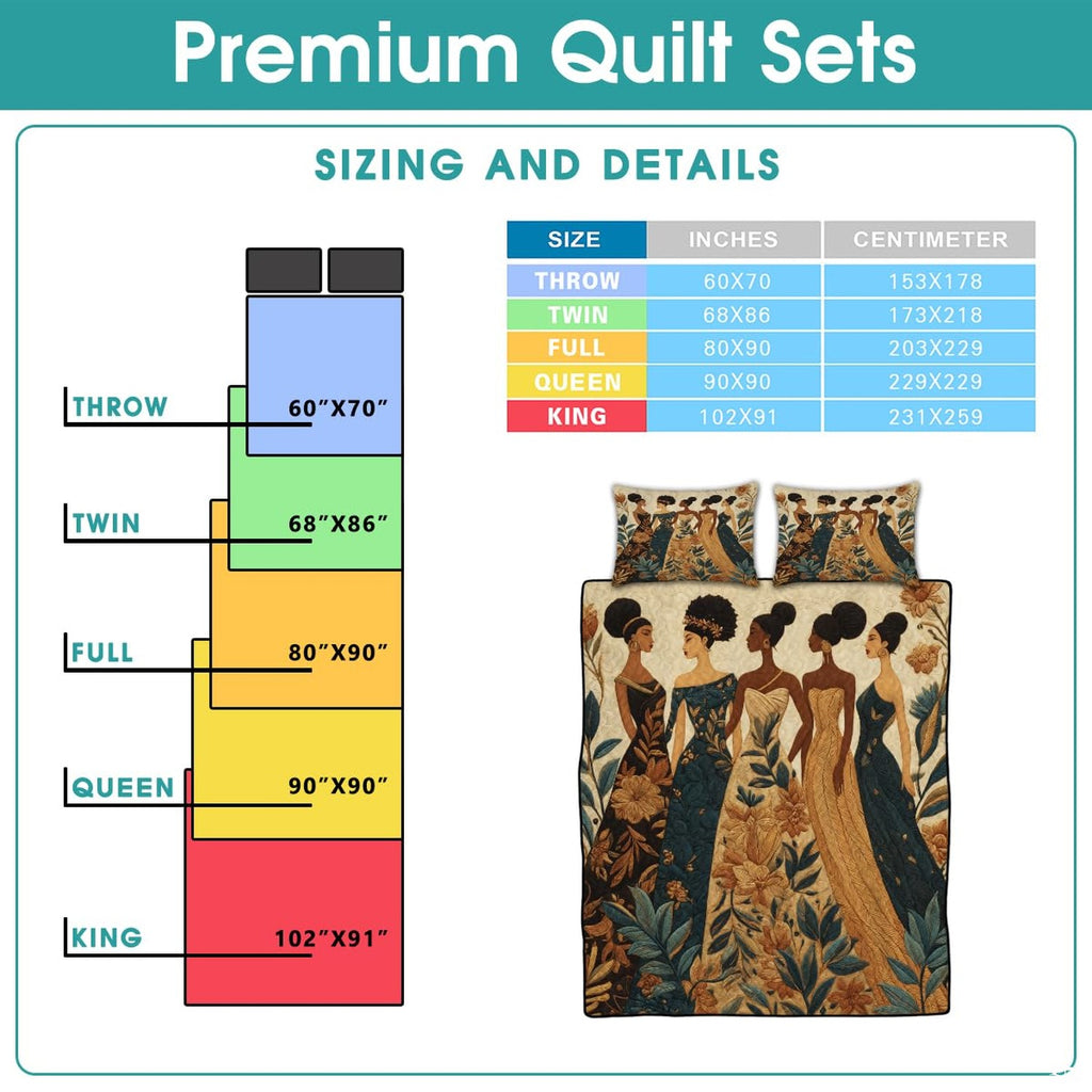 Bedding size information chart with illustrated product preview