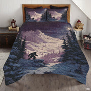 Personalized Bigfoot Snowy Mountain Forest Quilt Set, Mach - Design 15