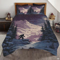 Personalized Bigfoot Snowy Mountain Forest Quilt Set, Mach - Design 15
