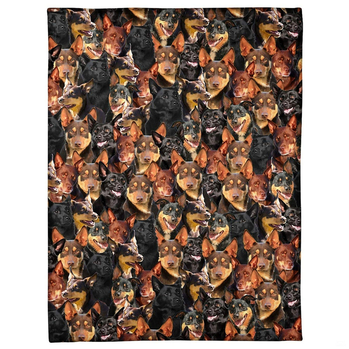 Australian Kelpie dog breed blanket featuring an all-over photo collage pattern.