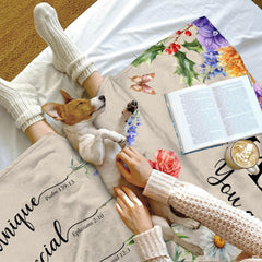 Custom Inspirational Floral Butterfly Bible Verse Blanket