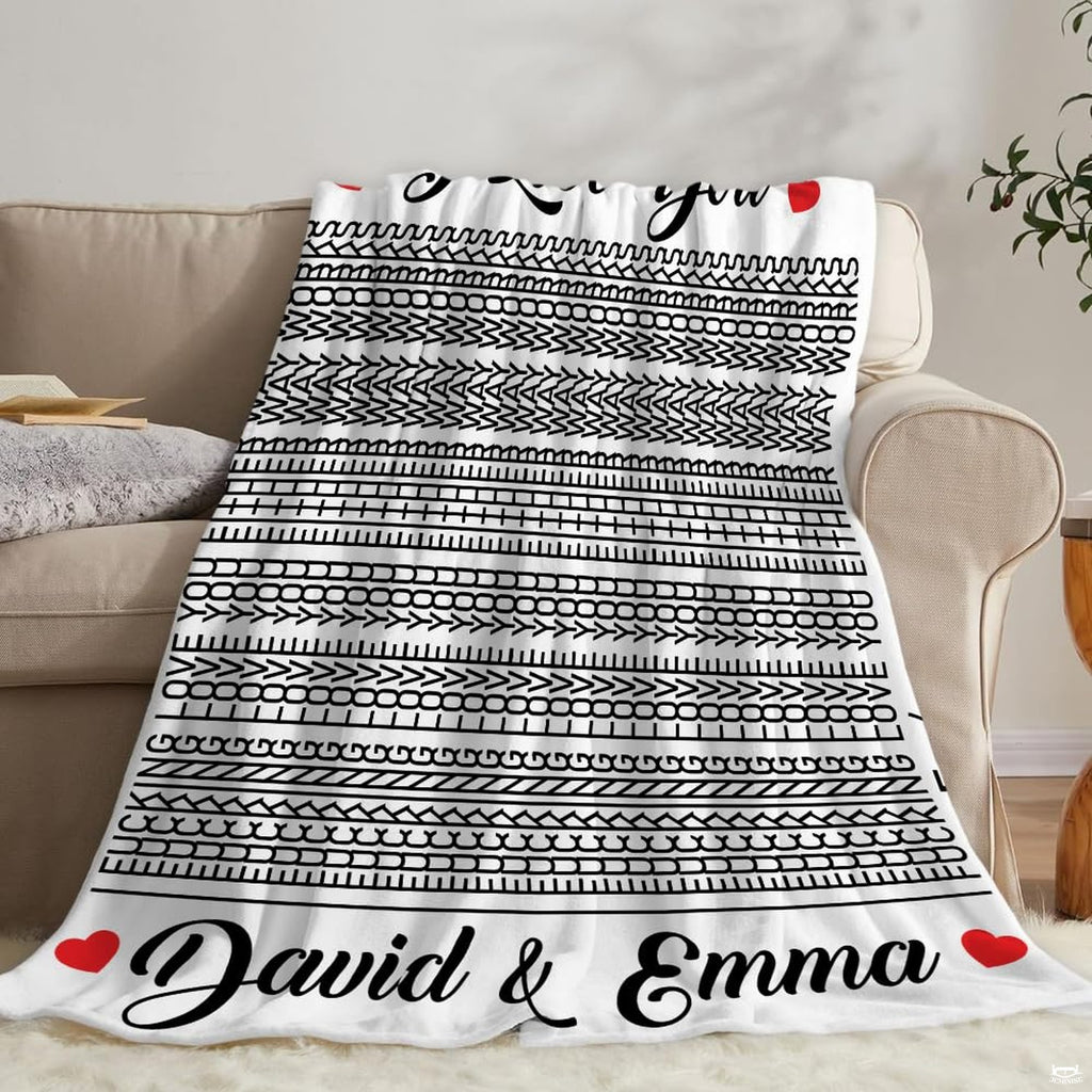 Close-up view of throw blanket border finishing highlighting sharp line contrast and rich black ink