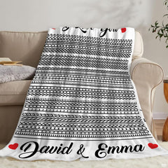 Close-up view of throw blanket border finishing highlighting sharp line contrast and rich black ink