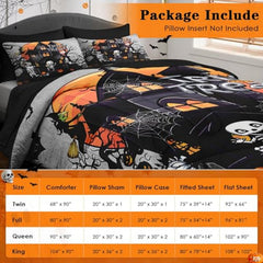 Pamnest Twin Halloween Comforter Set with Sheets, 5 Pieces Castle Bedding
