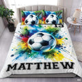 Custom Soccer Player Paint Splatter Comforter Set, Machine Washable