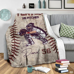 Custom Name Catcher Batter Baseball Baseball Throw, Baseball Blanket Gift Baseball Bedding Gift for Adult, Christmas New Years Gift for Baseball Player, Pitcher Gift (Baseball Design 17)