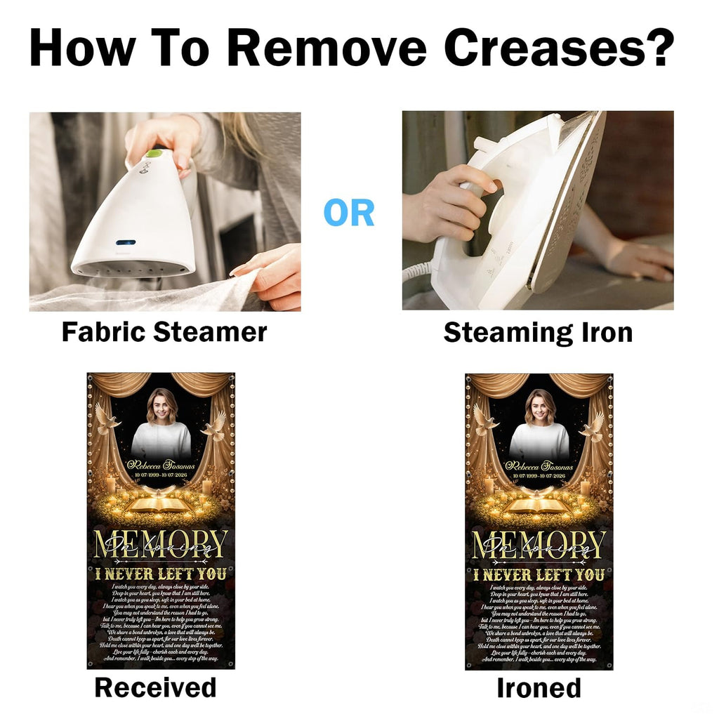 Visual guide providing recommended care guidelines for the memorial throw blanket