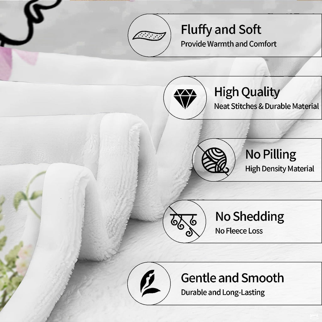 Airy off-white bedroom styling highlighting botanical garden illustrations across the bed top.