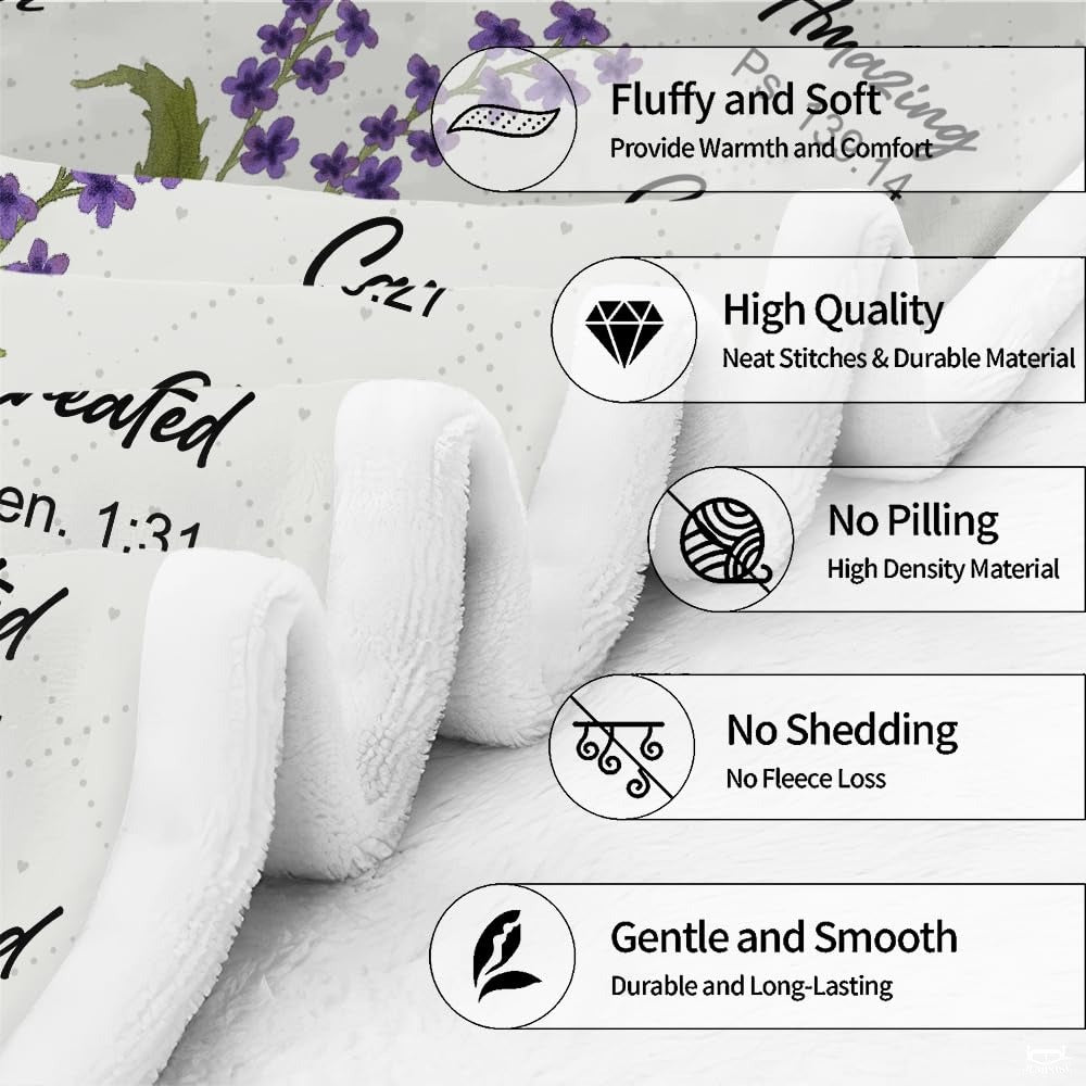 Personalized Christian Lavender Butterfly Blanket, Lightweight