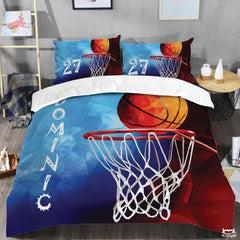 Personalized Basketball Above Hoop Close Up Comforter with Name and Number