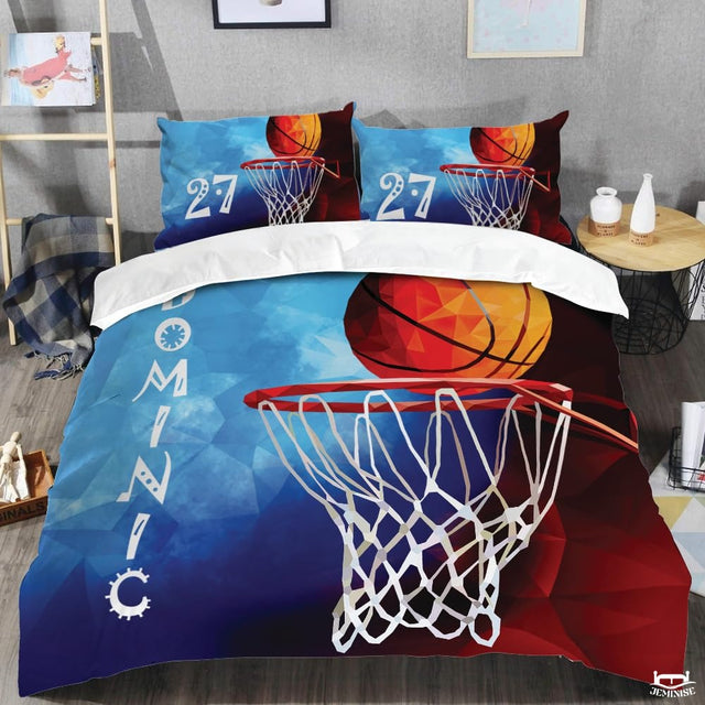 Personalized Basketball Above Hoop Close Up Comforter with Name and Number