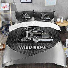Custom Trucking Semi Truck on Textured Metallic Background Comforter