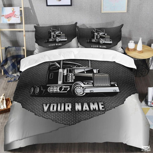 Custom Trucking Semi Truck on Textured Metallic Background Comforter