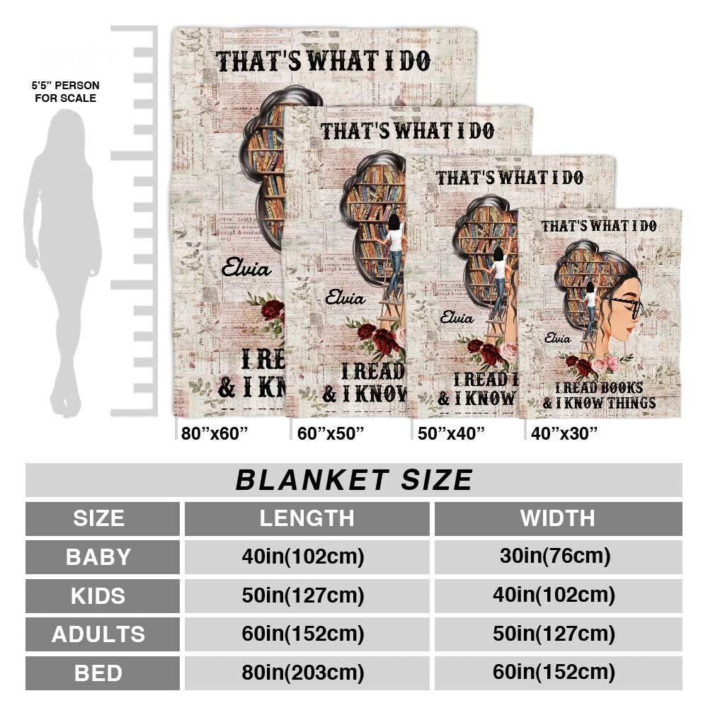 Jeminise Customized Reading Blanket for Book Lovers, Personalized Daughter Gift