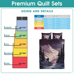 Personalized Bigfoot Snowy Mountain Forest Quilt Set, Mach - Design 15