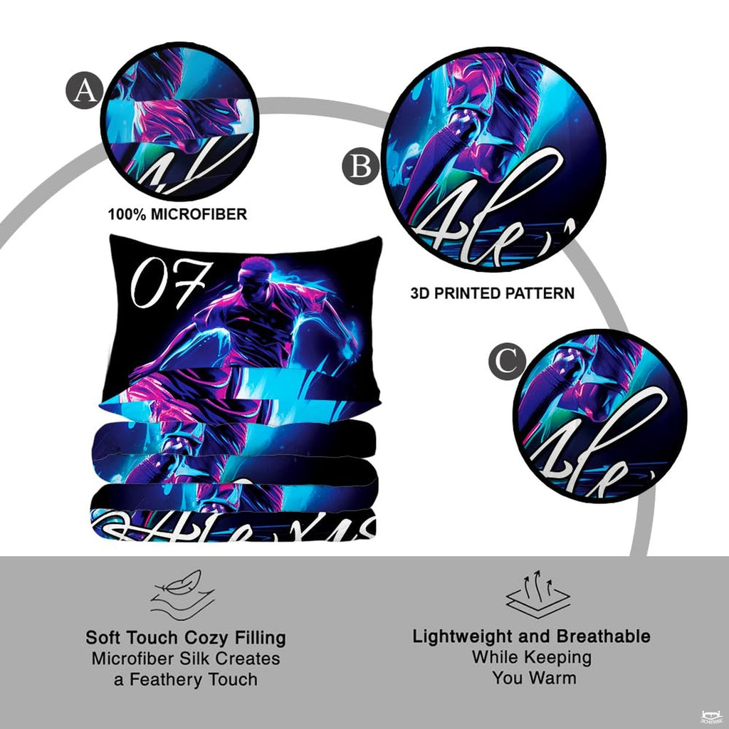 Coordinated pillow sham displaying bold varsity football graphics from the sports bedding set