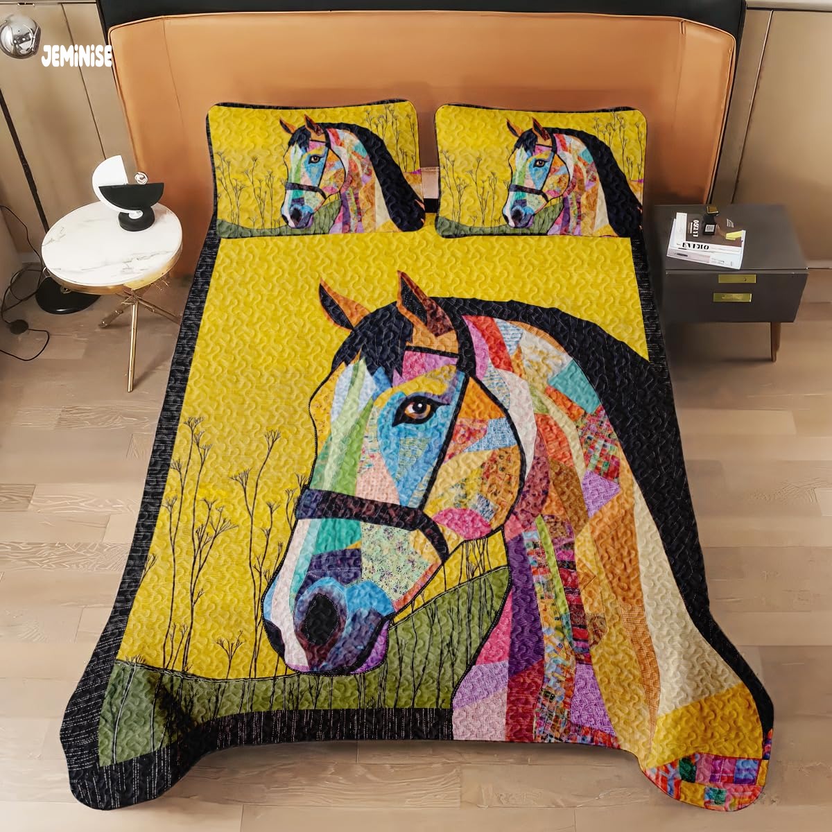 Jeminise Cat Farmhouse Quilt Set, Cozy Animal Bedding