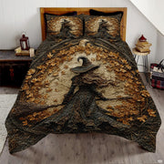 Carved Autumn Witch Golden Leaf Arch Bedding