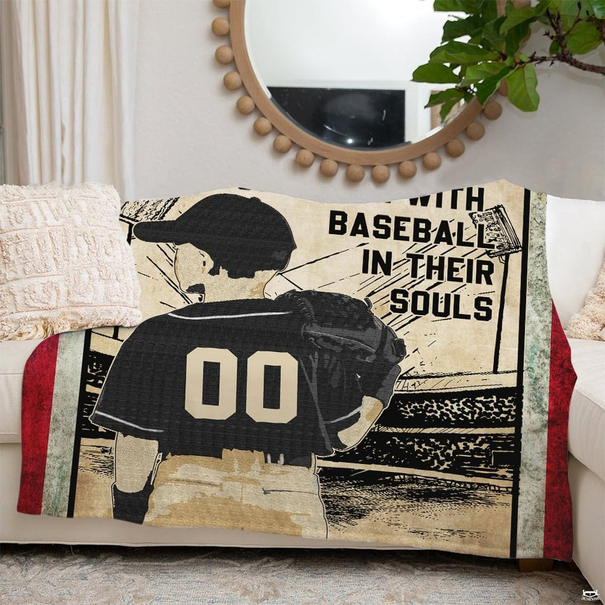Youth baseball player facing stadium floodlights with inspirational typography, view 6.