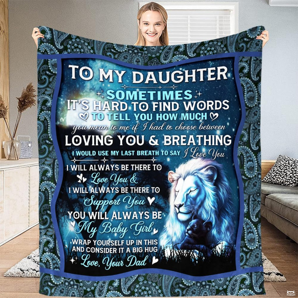 Father lion and cub moonlight paisley border blanket showing guardian lion and starry sky view 2