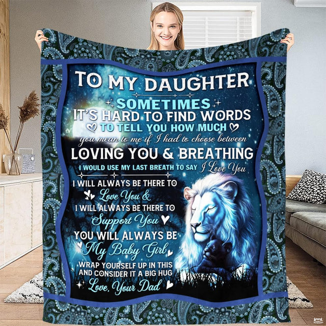 Father lion and cub moonlight paisley border blanket showing guardian lion and starry sky view 2