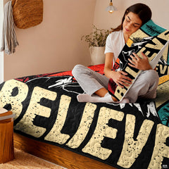 Complete mountain rustic bedroom ideas setup highlighting the Bigfoot sunset bedding set.