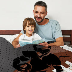 Football themed bedroom ideas displayed with gridiron sports artwork and athletic silhouette graphics.