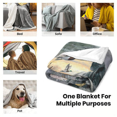 Mallard duck grid throw blanket view 6 highlighting nine wood-framed panels, waterfowl action, and lake scenes