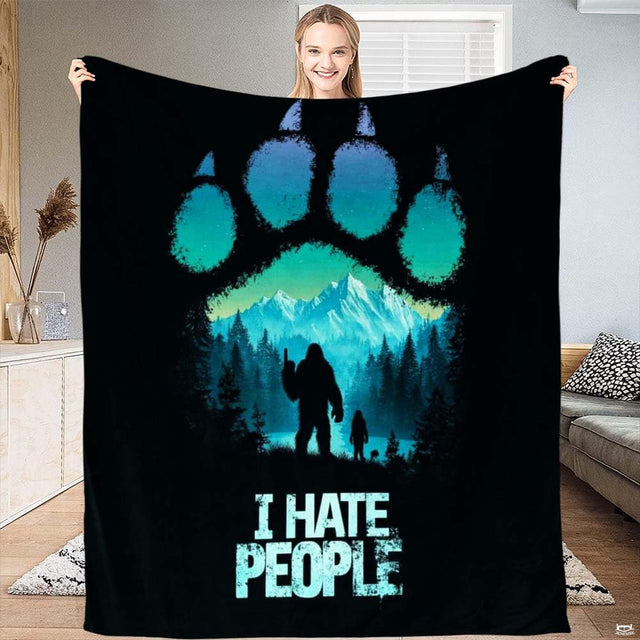 Bear paw print framing Bigfoot and alpine mountains with distressed humor typography, view 1.