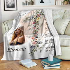 Wildflower floral cross god says I am scripture blanket showing botanical cross view 8