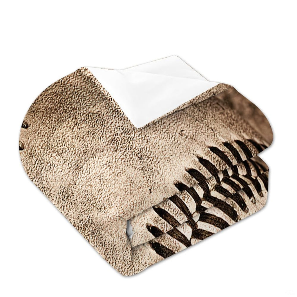 Matching pillowcase detail for baseball bedding set showing coordinating helmet and athletic equipment graphics