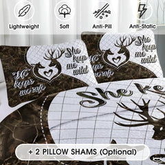 Personalized Deer Silhouettes Forming Heart Outline Comforter