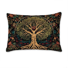 Matching pillowcase detail for Tree of Life bedding set showcasing circular golden medallion sacred tree