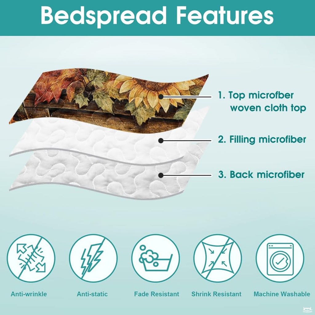 Side perspective of terracotta foliage bedding set showing comprehensive decorative patchwork coverage in natural light.
