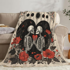 Bedroom interior styled with dark romance bedding, vintage wrought-iron decor, and gothic floral aesthetic elements.