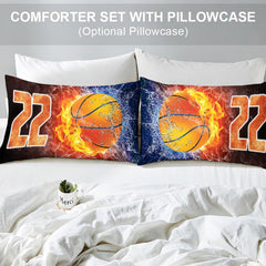 Close look at collegiate typography and electric lightning details on sports themed bedding.