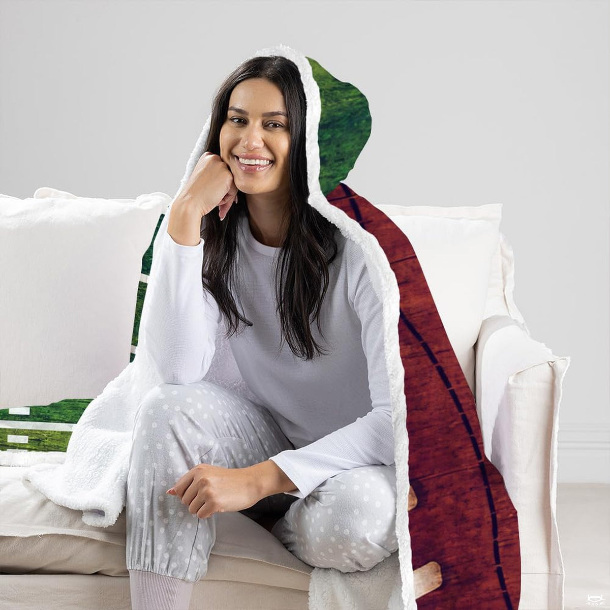 Lifestyle room setting featuring rustic football throw blanket accenting teen athletic bedroom