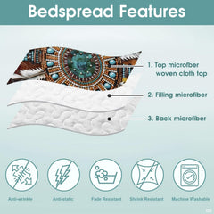 High-angle view of Aztec bedding set showing coordinating pillow shams in an elegant cabin bedroom