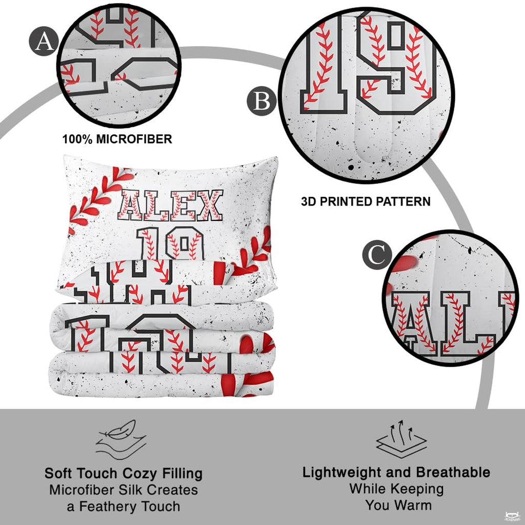 Dynamic stadium-inspired baseball bedding styling for an energetic bedroom setting.
