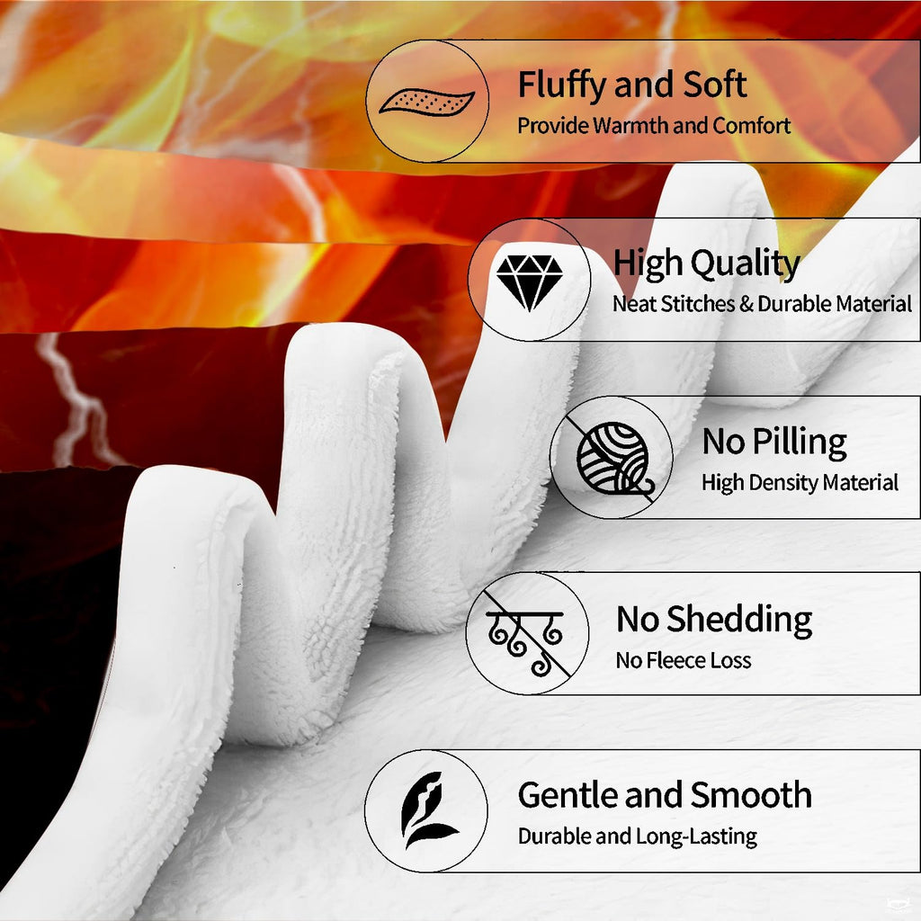 Football player fire and ice throw blanket view 6 highlighting athletic player, split lightning, and flaming ball